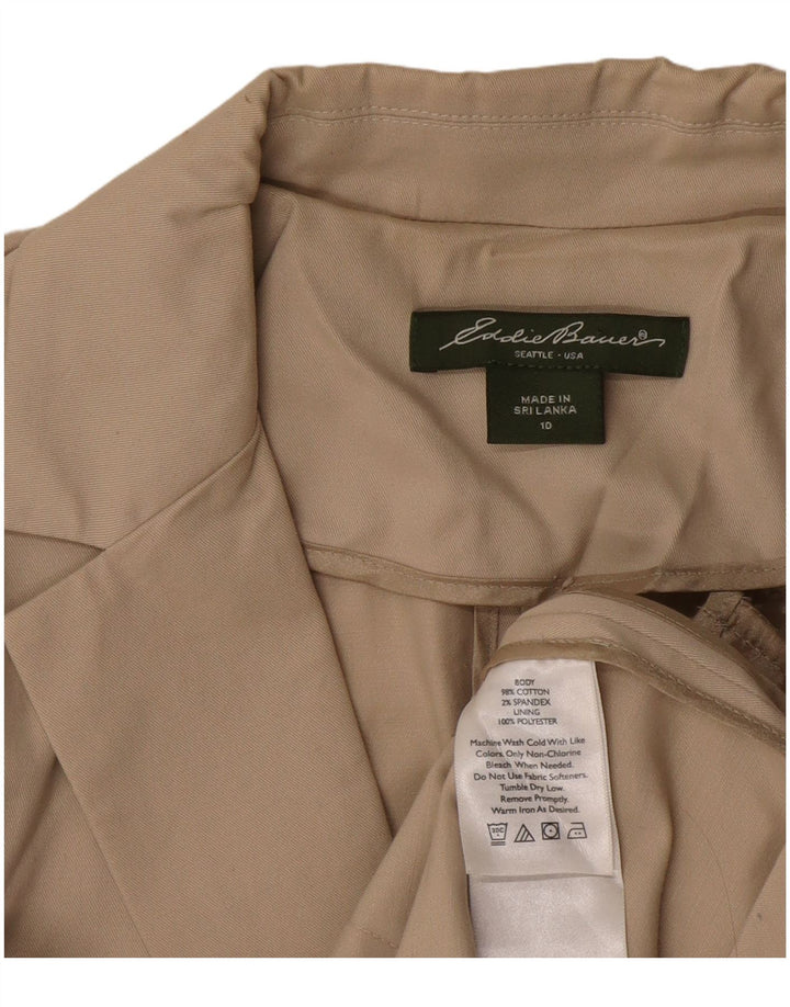 EDDIE BAUER Womens 2 Button Blazer Jacket US 10 Large Beige Cotton