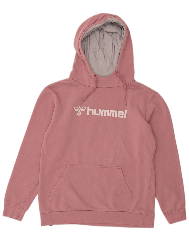 Hummel Mens Graphic Hoodie Jumper Small Pink Cotton