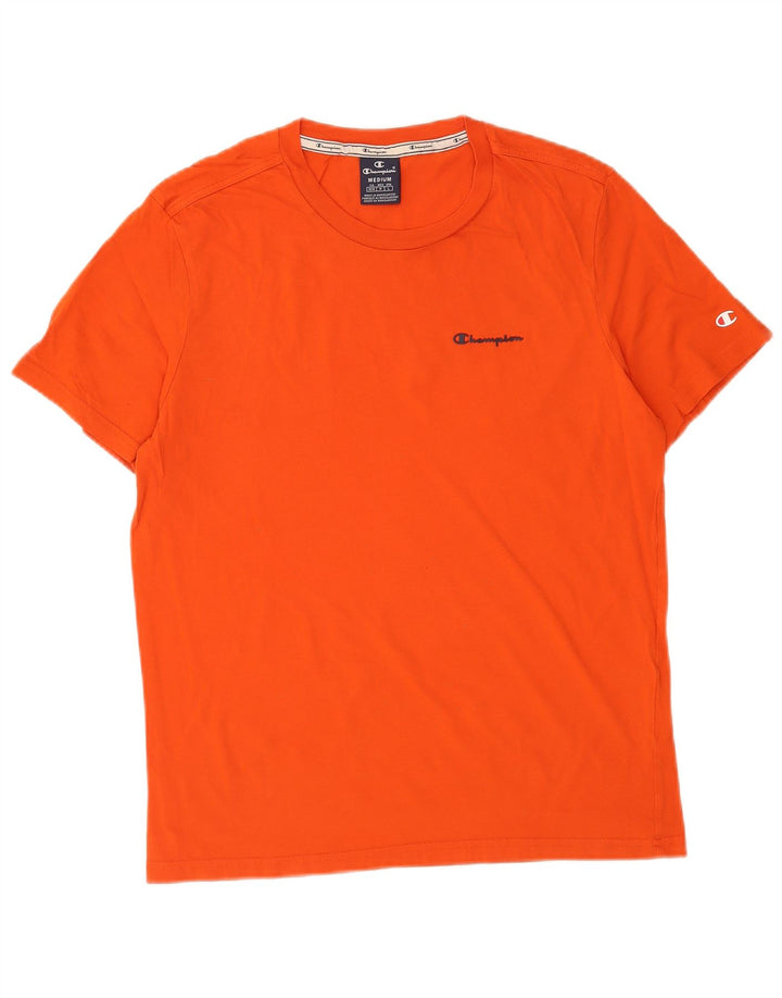 Champion Mens T-Shirt Top Medium Orange Cotton