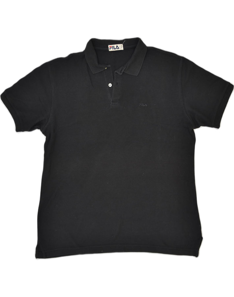 FILA Mens Polo Shirt IT 50 Medium Black Cotton | Vintage | Thrift | Second-Hand | Used Clothing | Messina Hembry 