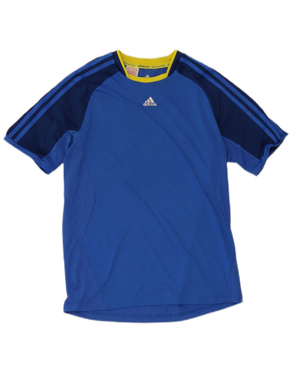 Adidas Boys Climacool T-Shirt Top 15-16 Years Blue Colourblock Polyester