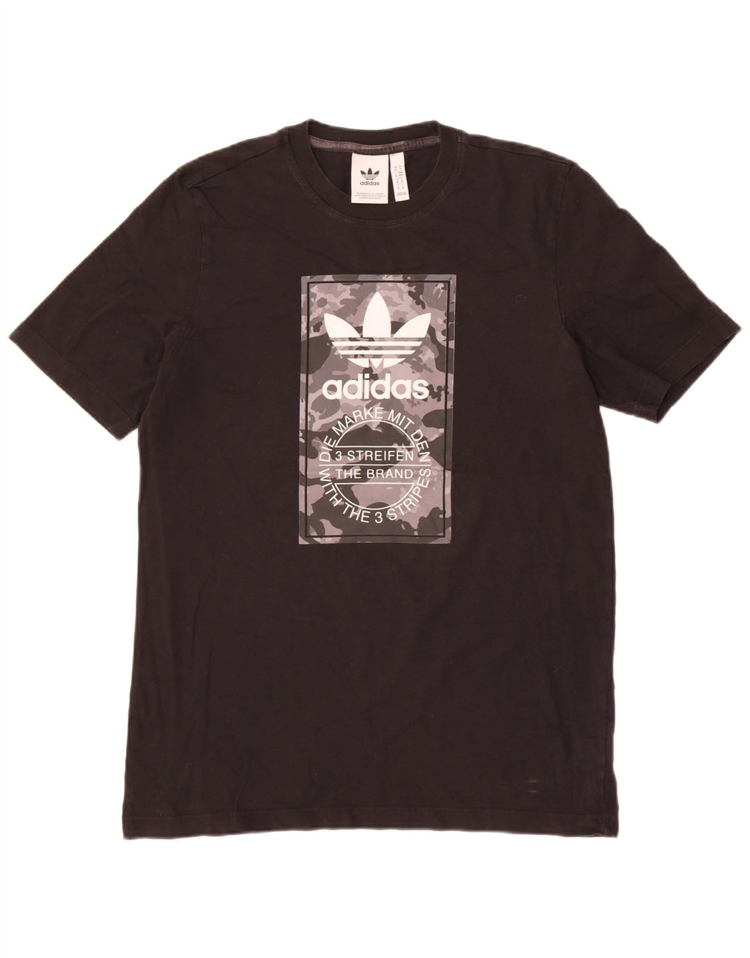 Adidas Mens Graphic T-Shirt Top Medium Black Cotton