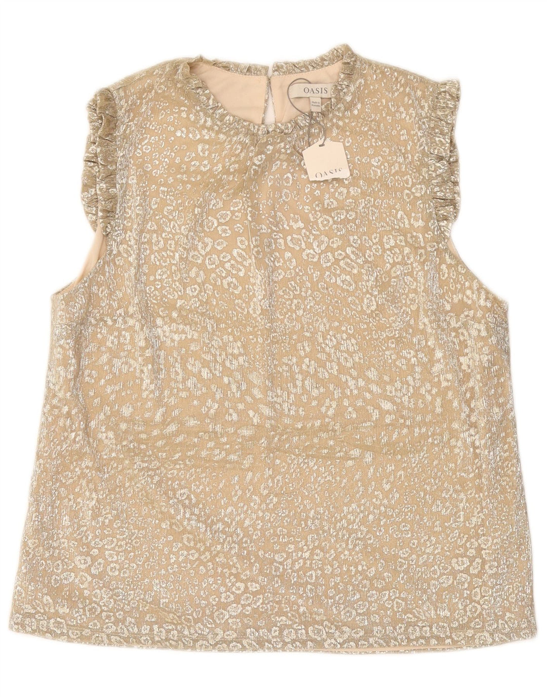 OASIS Womens Sleeveless Blouse Top UK 14 Large Beige Animal Print
