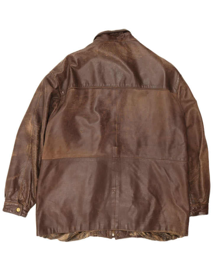 Vintage Mens Leather Jacket UK 44 2XL Brown