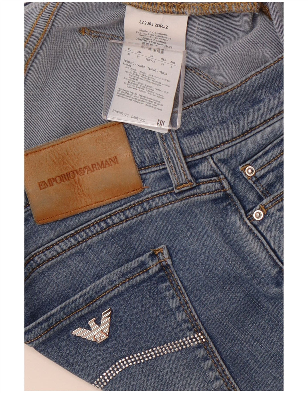 EMPORIO ARMANI Womens Cropped Jeans W31 L25 Blue Lyocell