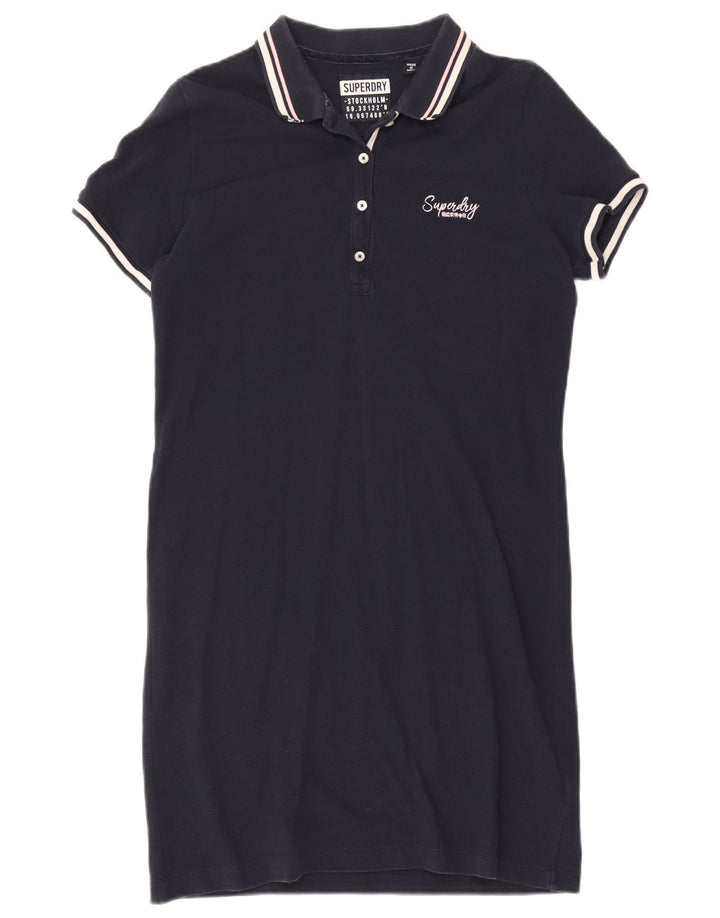 Superdry Womens Polo Dress UK 12 Medium Navy Blue Cotton