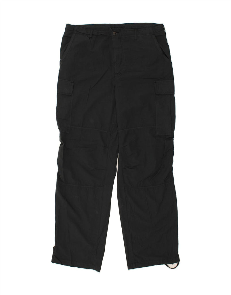 VINTAGE Mens Straight Cargo Trousers IT 48 Medium W36 L31 Black Cotton Vintage Vintage and Second-Hand Vintage from Messina Hembry 