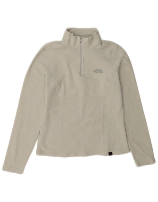 The North Face Womens Zip Neck Fleece Jumper UK 6 XS Off White Polyester