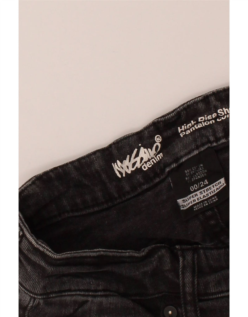 MOSSIMO Womens Super Strech High Waist Denim Shorts US 00 2XS W24 Black Vintage Mossimo and Second-Hand Mossimo from Messina Hembry 