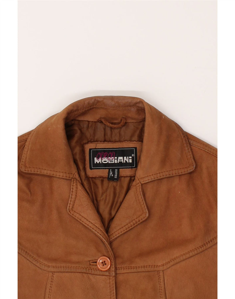GIORGIO MOBIANI Womens Oversized Leather Jacket UK 10 Small Brown Leather Vintage Giorgio Mobiani and Second-Hand Giorgio Mobiani from Messina Hembry 