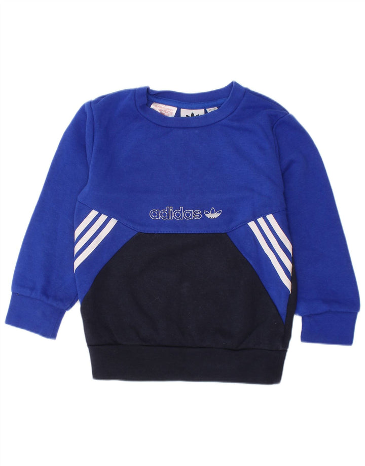 ADIDAS Baby Boys Graphic Sweatshirt Jumper 18-24 Months Blue Colourblock