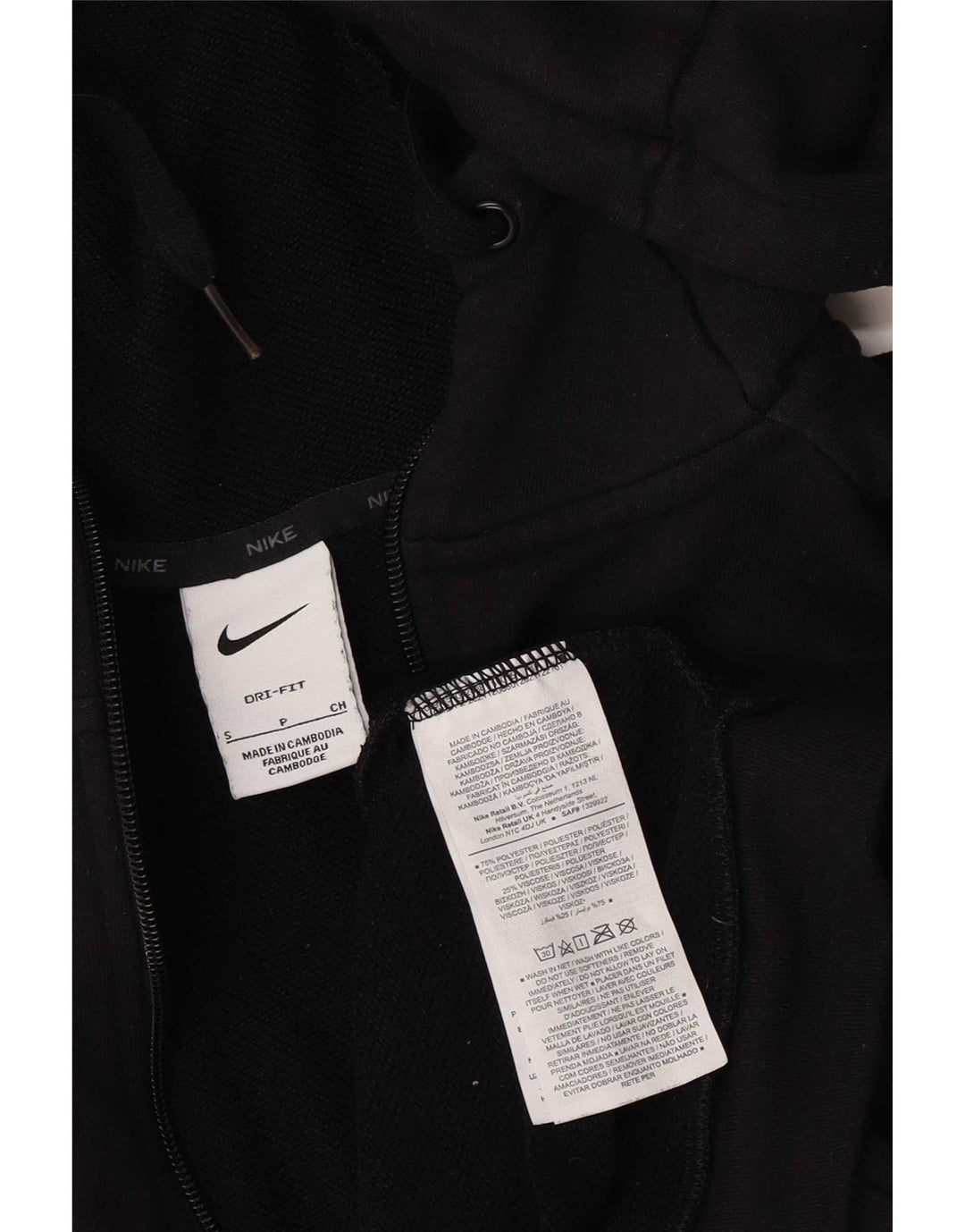 Nike Mens Dri Fit Zip Hoodie Sweater Small Black Polyester