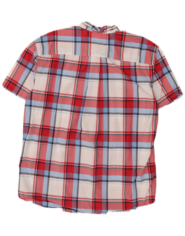 Tommy Hilfiger Mens Short Sleeve Classic Fit Shirt XL Red Plaid Cotton