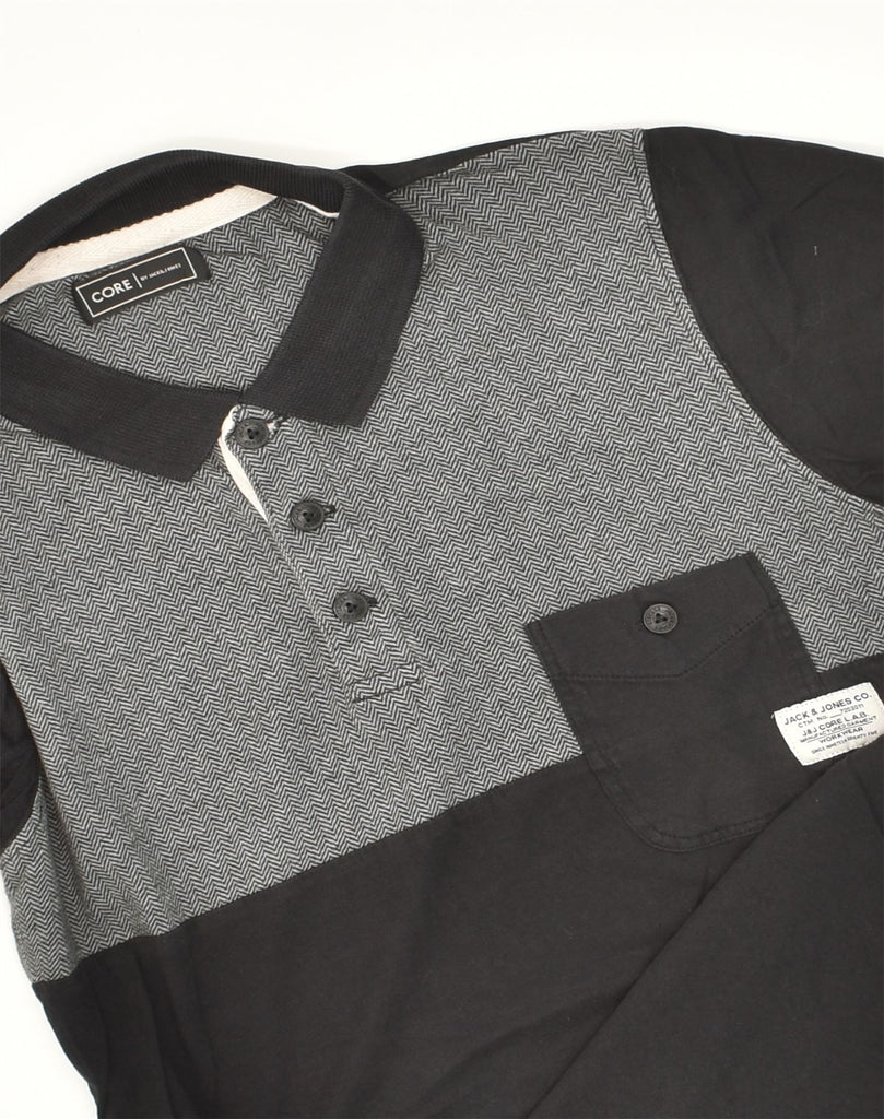 JACK & JONES Mens Core Polo Shirt Small Black Colourblock Cotton | Vintage Jack & Jones | Thrift | Second-Hand Jack & Jones | Used Clothing | Messina Hembry 