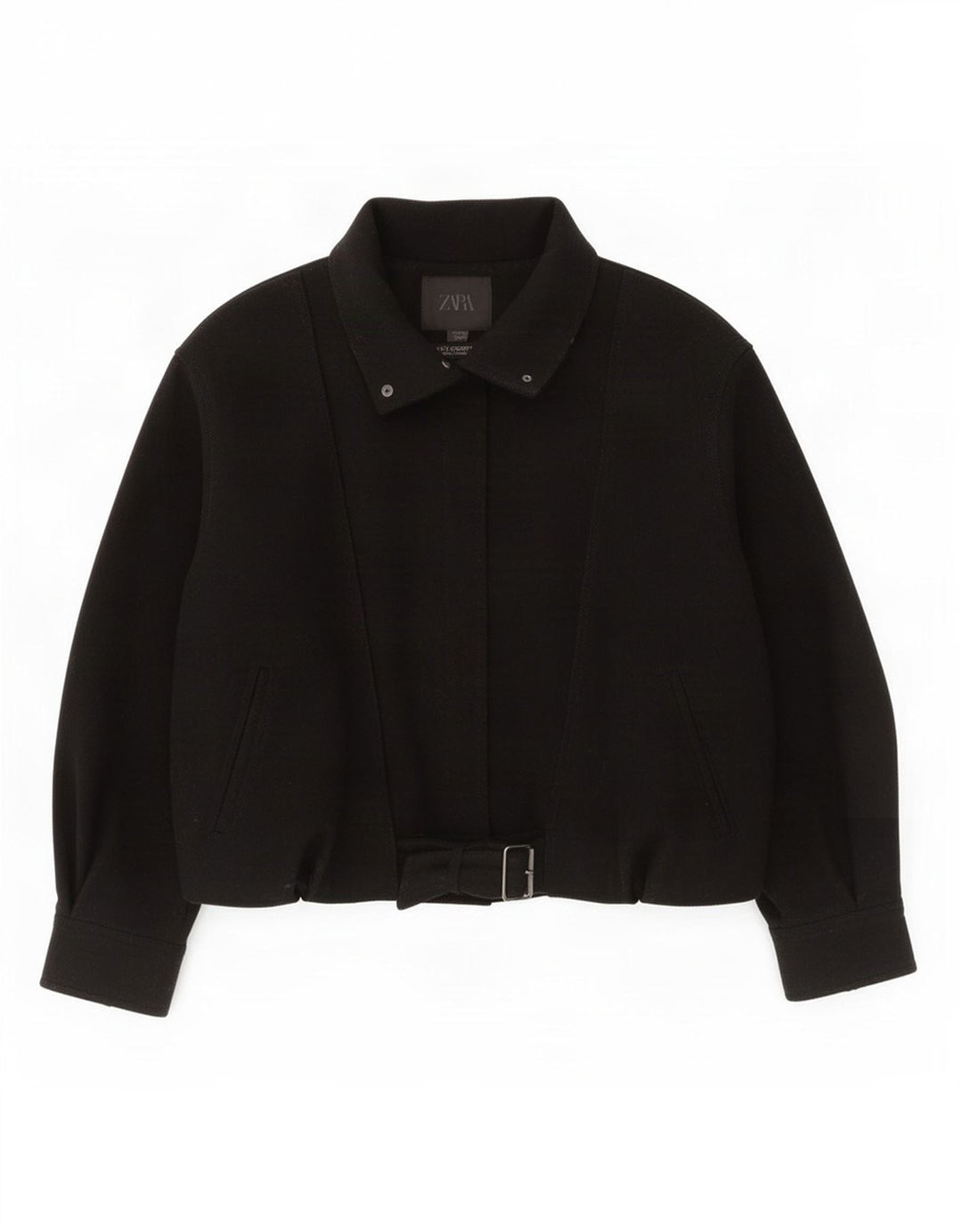 Zara Womens Bomber Oversized Windbreaker Jacket UK 14 Medium Black Wool