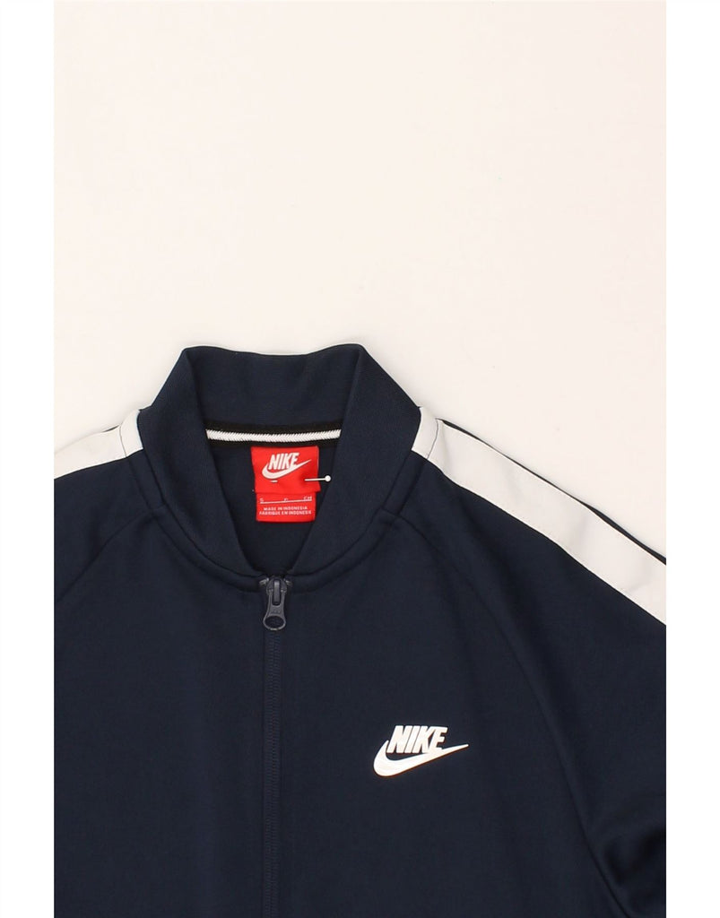 NIKE Mens Graphic Tracksuit Top Jacket Small Navy Blue Colourblock | Vintage Nike | Thrift | Second-Hand Nike | Used Clothing | Messina Hembry 