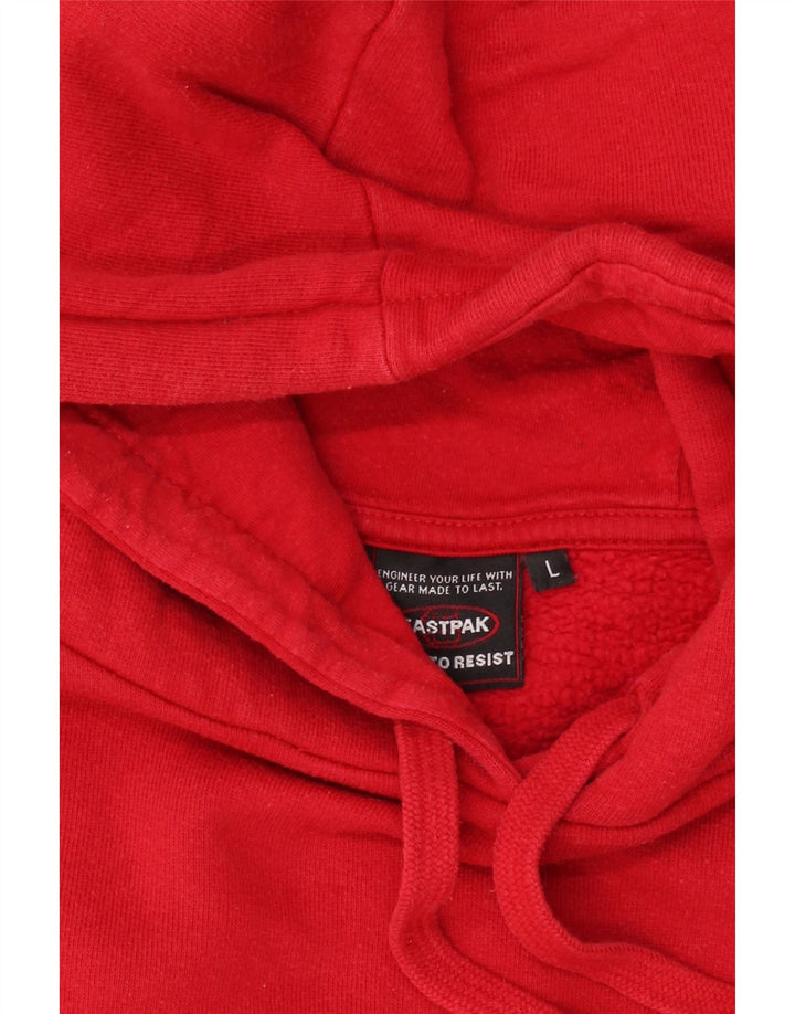 VINTAGE Mens Graphic Hoodie Jumper Large Red Cotton