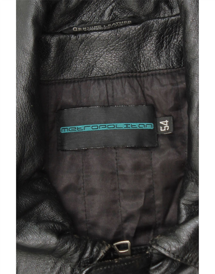 Metropolitan Mens Leather Jacket EU 54 2XL Black Leather