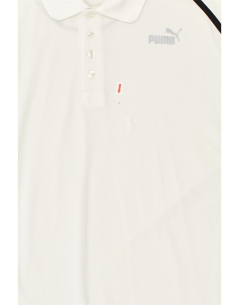 PUMA Mens Polo Shirt XL White Polyester | Vintage Puma | Thrift | Second-Hand Puma | Used Clothing | Messina Hembry 