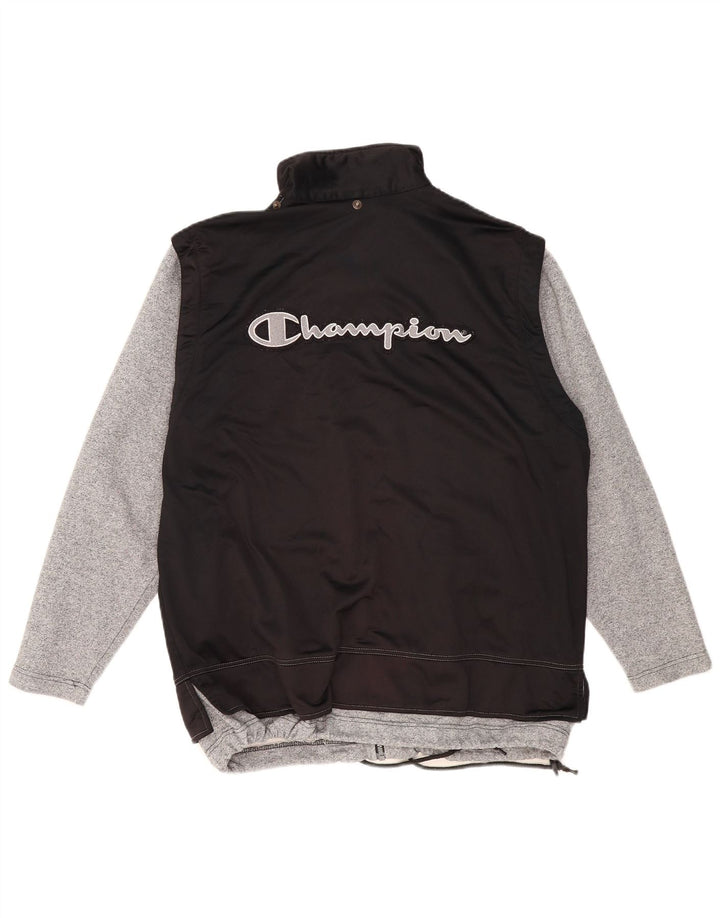 Champion Mens Graphic Tracksuit Top Jacket Large Black Polyester