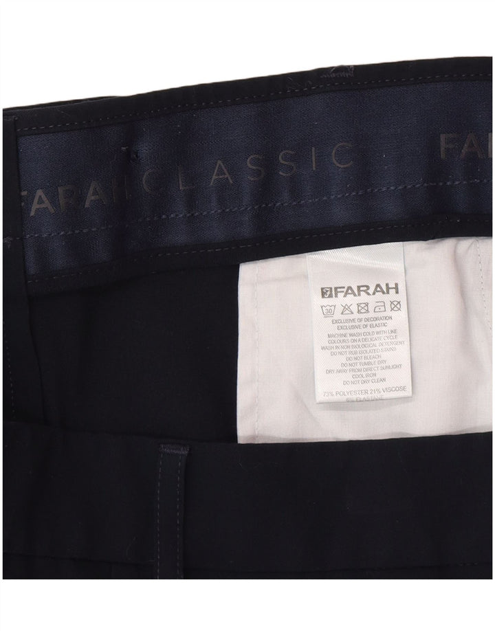 Farah Mens Straight Casual Trousers W34 L29 Navy Blue Polyester