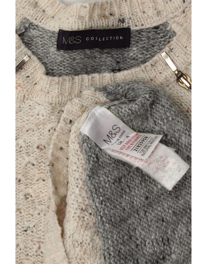 Marks & Spencer Womens Crew Neck Jumper Sweater UK 10 Small Grey Flecked