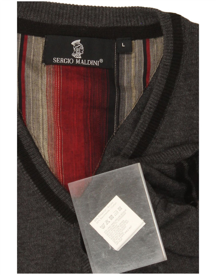 VINTAGE Mens Vest Tank Top Large Grey Polyacrylic