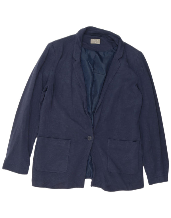 Oasis Womens Oversized 1 Button Blazer Jacket UK 12 Medium Navy Blue