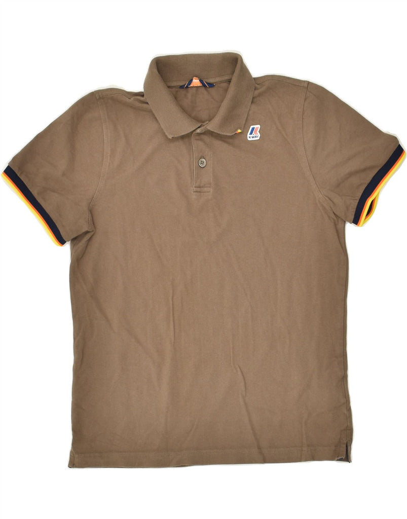 K-WAY Mens Polo Shirt Small Khaki Cotton | Vintage K-Way | Thrift | Second-Hand K-Way | Used Clothing | Messina Hembry 
