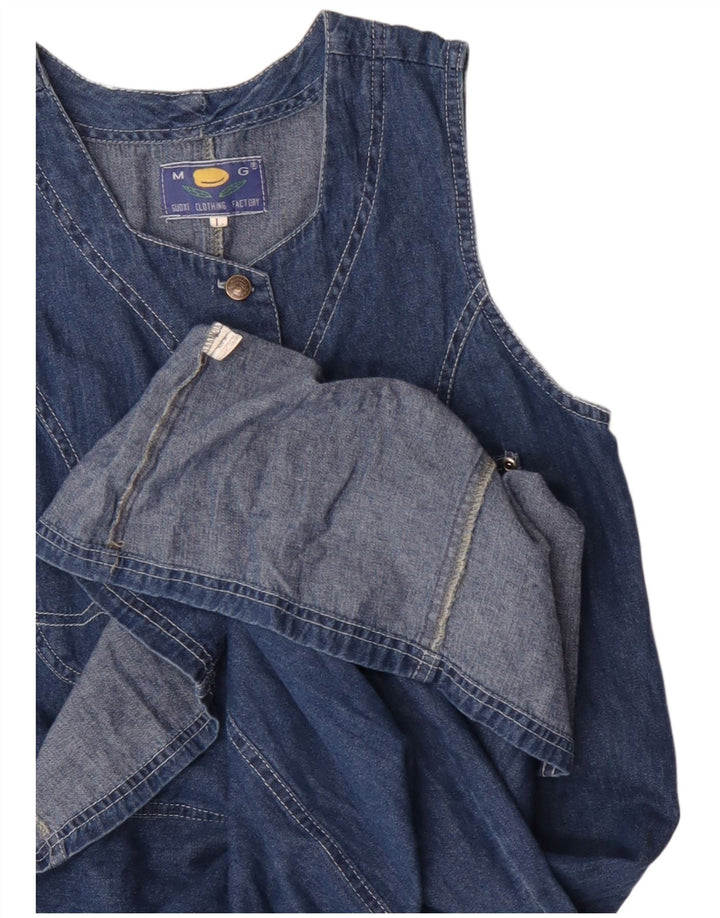 Vintage Womens Sleeveless Denim Dress UK 14 Large Blue Cotton