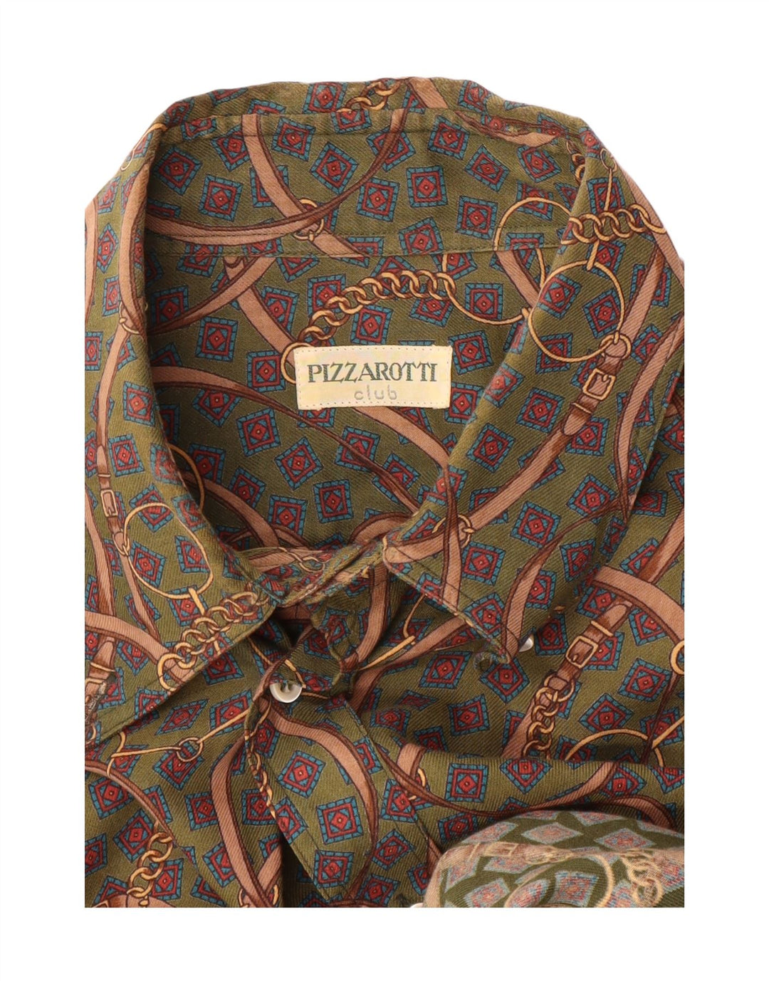 Pizzarotti Mens Abstract Pattern Shirt XL Green