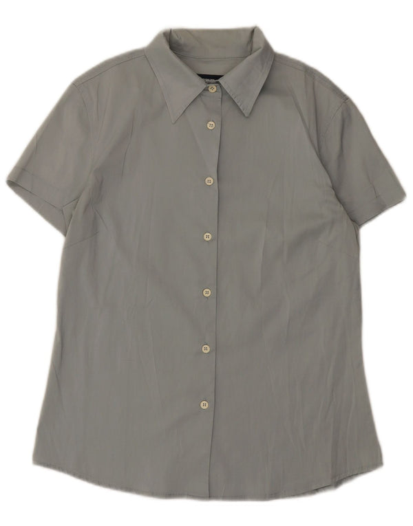 Cerruti Womens Short Sleeve Shirt UK 14 Large Grey Cotton