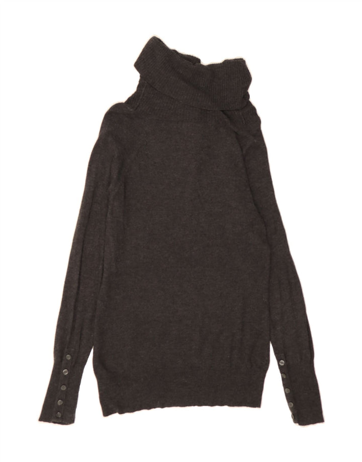 MOSSIMO Womens Roll Neck Jumper Sweater UK 12 Medium Grey Nylon Vintage Mossimo and Second-Hand Mossimo from Messina Hembry 