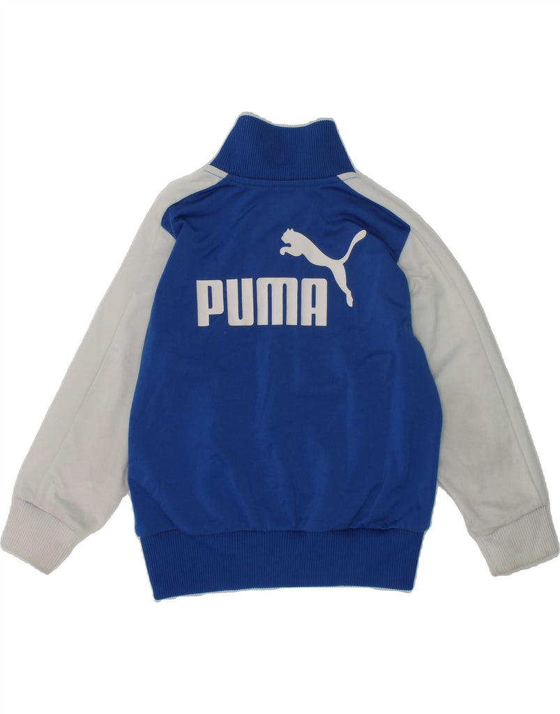 PUMA Baby Boys Graphic Tracksuit Top Jacket 18-24 Months Blue Colourblock | Vintage Puma | Thrift | Second-Hand Puma | Used Clothing | Messina Hembry 