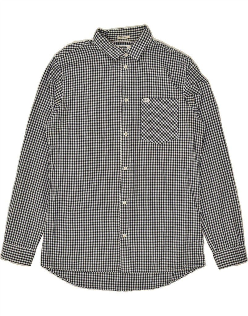 TOMMY HILFIGER Mens Regular Fit Shirt Large Black Gingham | Vintage Tommy Hilfiger | Thrift | Second-Hand Tommy Hilfiger | Used Clothing | Messina Hembry 