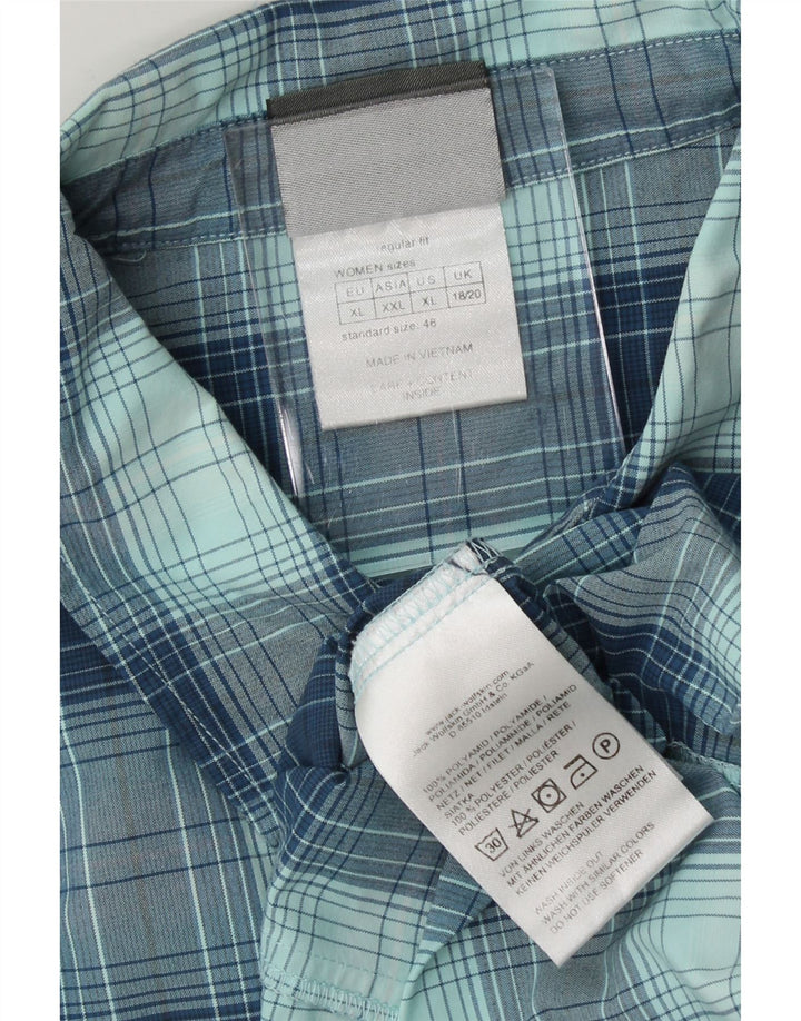 JACK WOLFSKIN Womens Shirt UK 18/20 2XL Blue Check Polyamide Vintage Jack Wolfskin and Second-Hand Jack Wolfskin from Messina Hembry 