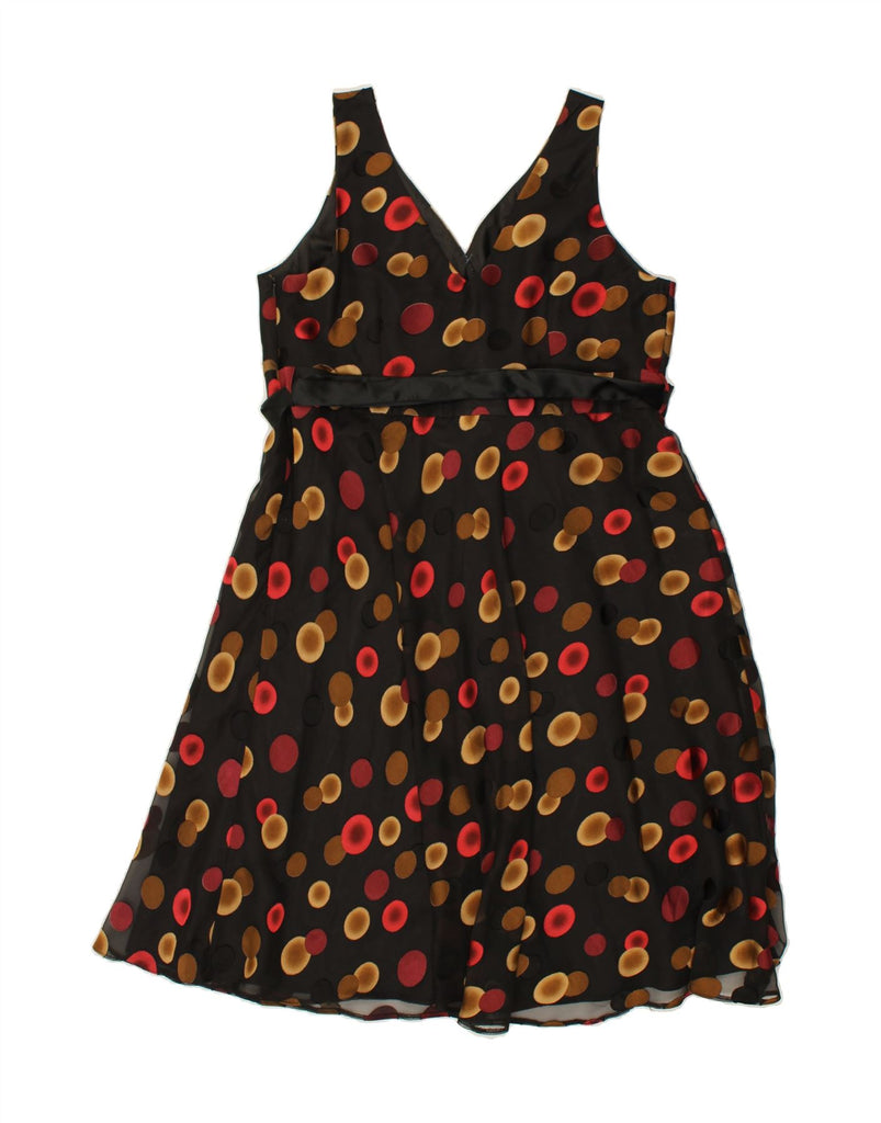 DEBENHAMS Womens Sleeveless A-Line Dress UK 20 2XL Black Spotted Polyester Vintage Debenhams and Second-Hand Debenhams from Messina Hembry 