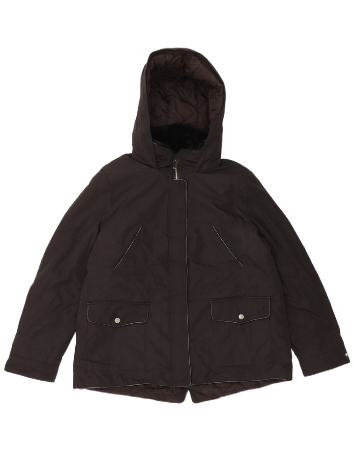 Zara Womens Hooded Windbreaker Jacket UK 18 XL Black Polyester