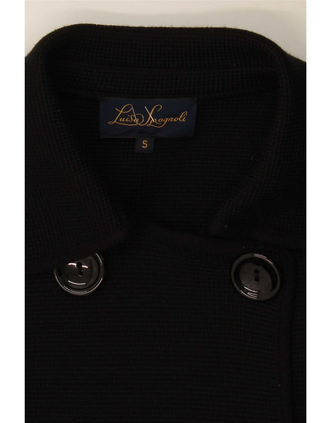 Luisa Spagnoli Womens Double Breasted Coat UK 10 Small Black Virgin Wool