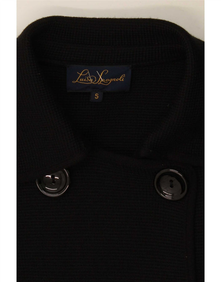 Luisa Spagnoli Womens Double Breasted Coat UK 10 Small Black Virgin Wool