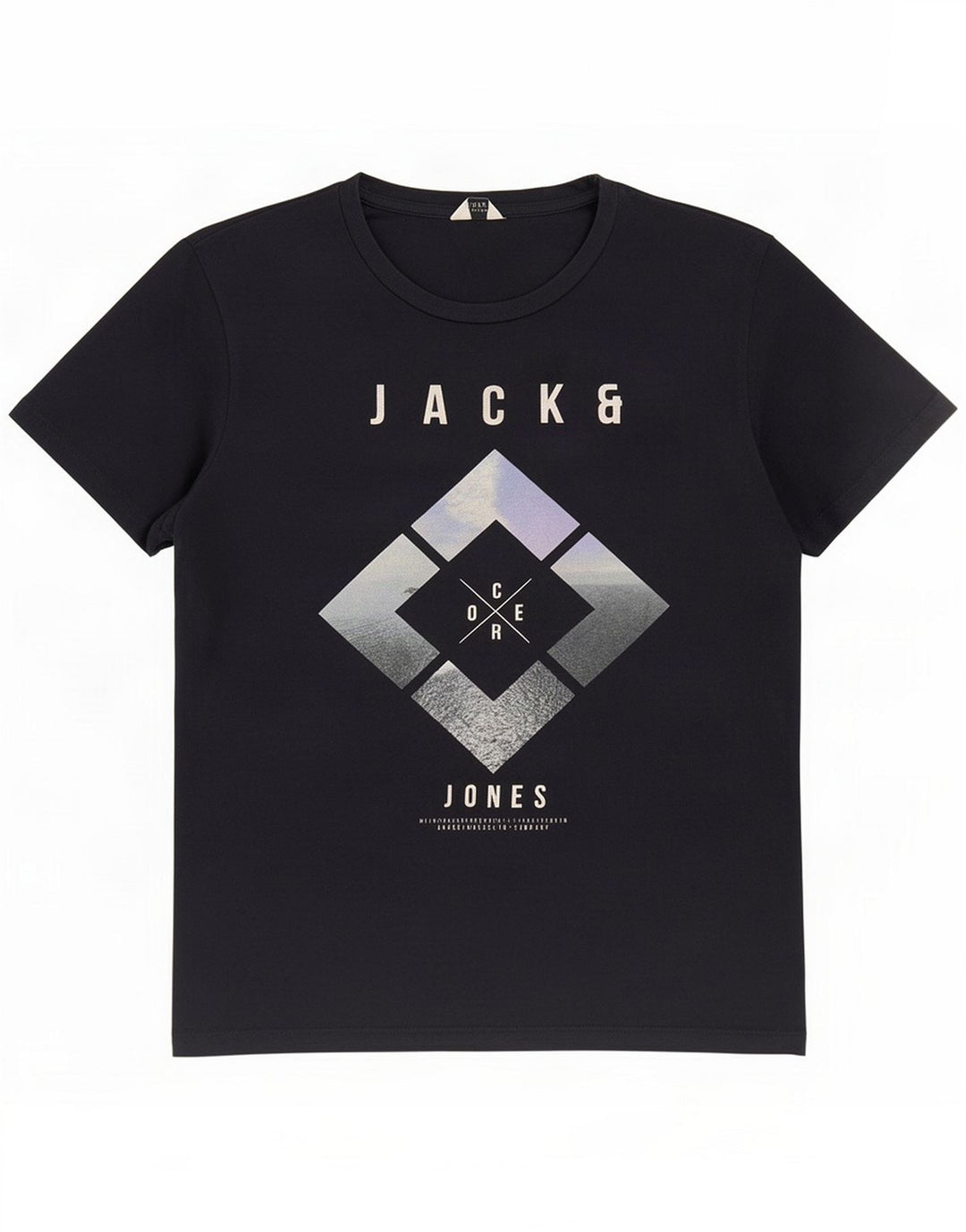 Jack & Jones Mens Graphic T-Shirt Top Medium Black