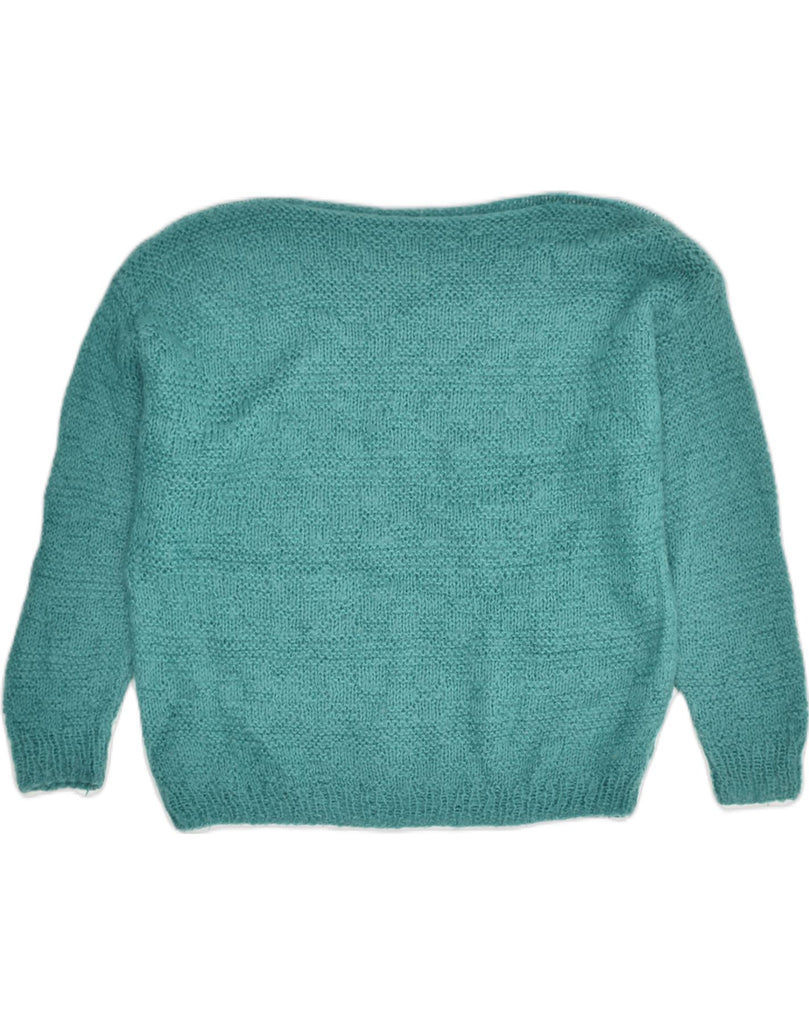 VINTAGE Womens Boat Neck Jumper Sweater UK 14 Large Turquoise | Vintage Vintage | Thrift | Second-Hand Vintage | Used Clothing | Messina Hembry 