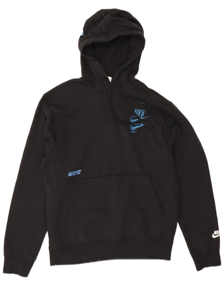 Nike Mens Graphic Hoodie Jumper Small Black Cotton