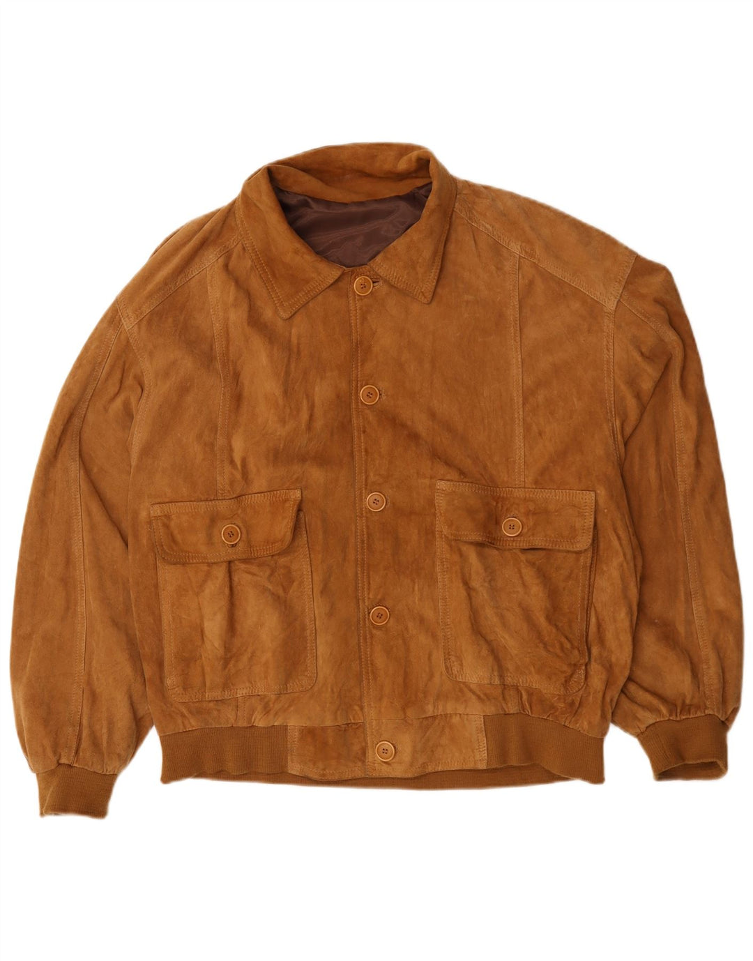 Vintage Mens Suede Bomber Jacket UK 44 2XL Brown