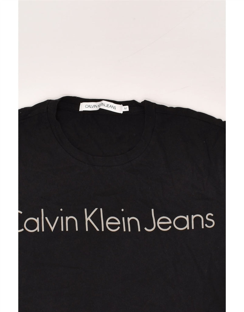 CALVIN KLEIN Womens Graphic T-Shirt Top UK 14 Medium Black Cotton | Vintage Calvin Klein | Thrift | Second-Hand Calvin Klein | Used Clothing | Messina Hembry 