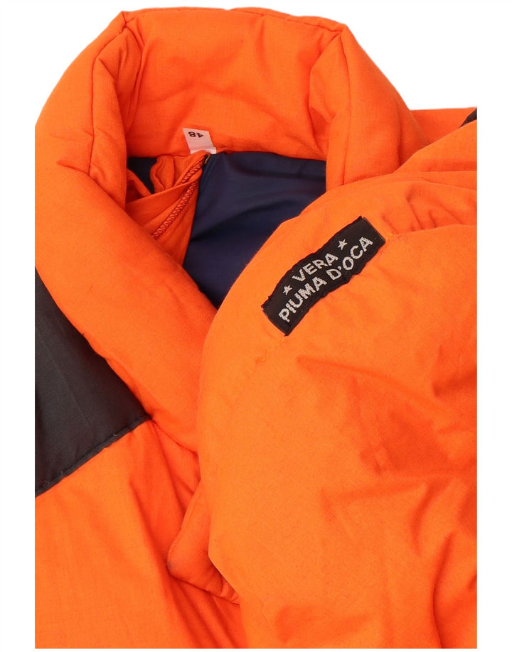 Vintage Mens Hooded Ski Jacket IT 48 Medium Orange Polyester