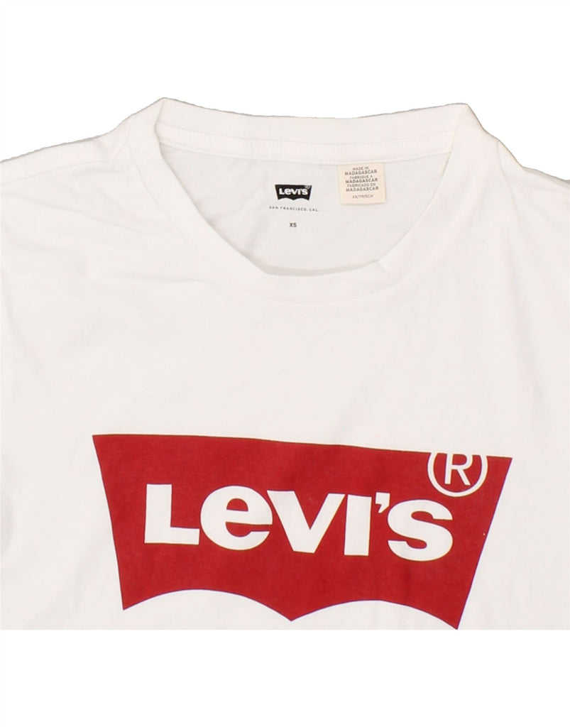 LEVI'S Womens Graphic T-Shirt Top UK 6 XS White Cotton | Vintage Levi's | Thrift | Second-Hand Levi's | Used Clothing | Messina Hembry 