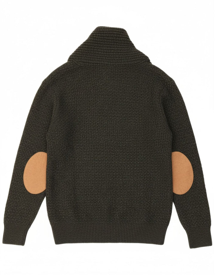 ZARA Mens Shawl Neck Jumper Sweater Medium Green Vintage Zara and Second-Hand Zara from Messina Hembry 