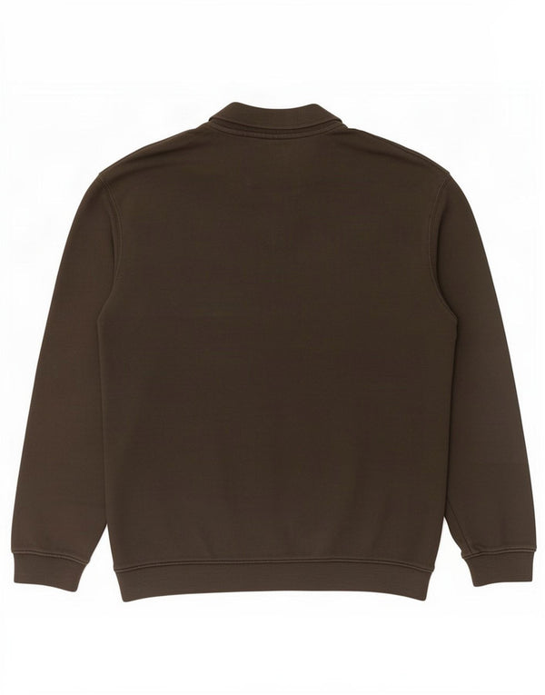 Zara Mens Polo Neck Sweatshirt Jumper Large Khaki Cotton