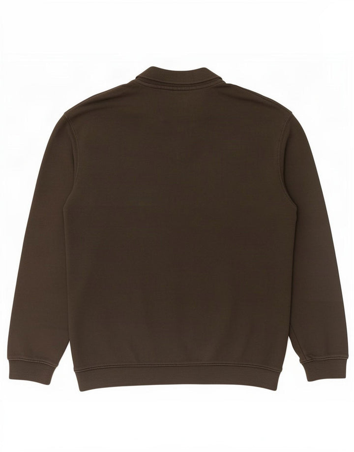 Zara Mens Polo Neck Sweatshirt Jumper Large Khaki Cotton